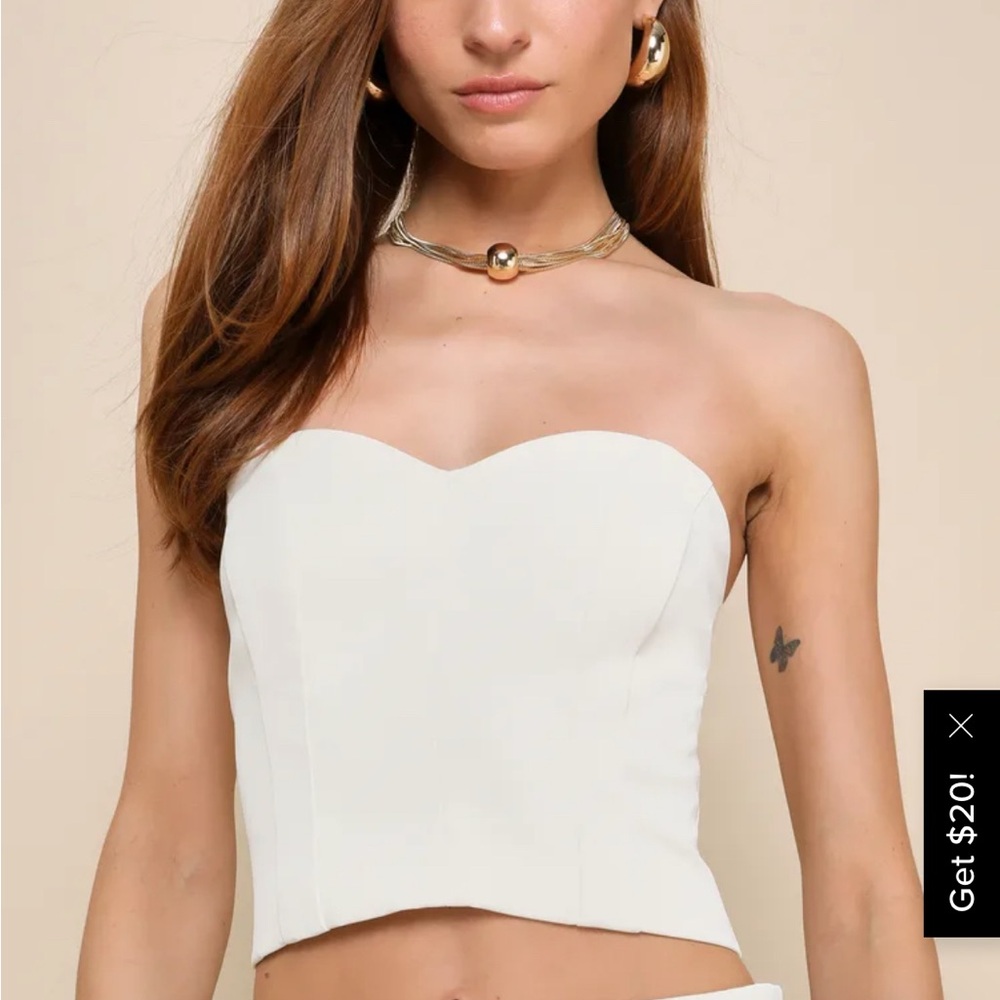 Lulu's Cream Bustier Crop Top